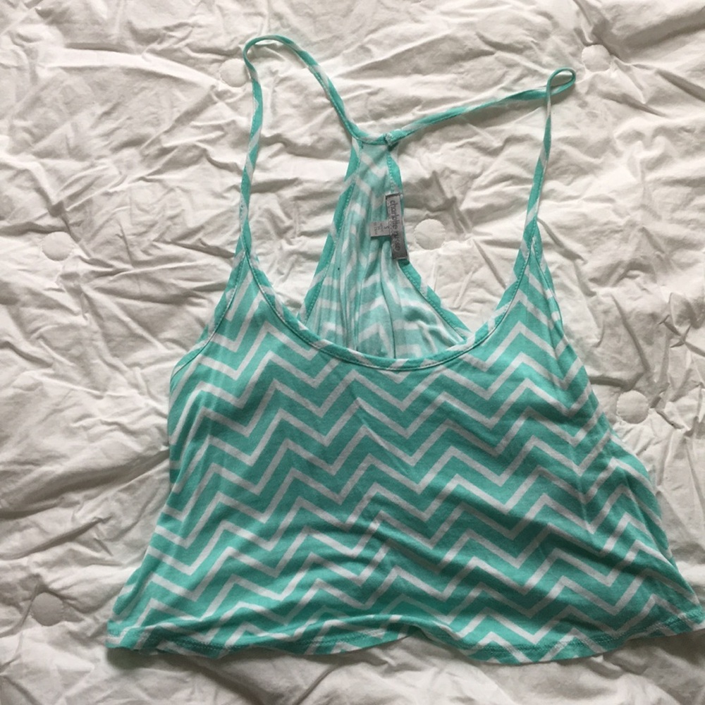 Blue chevron Flowy crop top